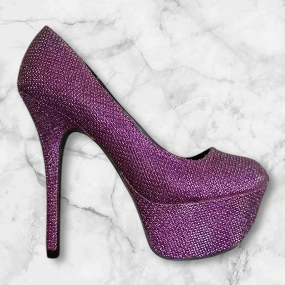 🆕Purple Heels with Stiletto Design and Shimmer - Picture 2 of 13